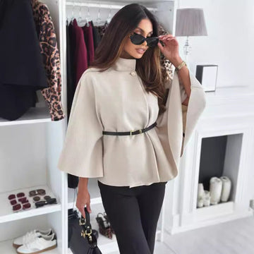 High-Neck Belted Jacket | Timeless City Elegance