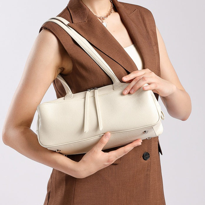 Women’s Genuine Pebbled Leather Shoulder Handbag | Effortless Everyday Elegance