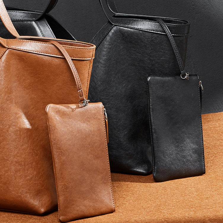 Women’s Genuine Leather Tote Bag | Effortless Autumn Elegance