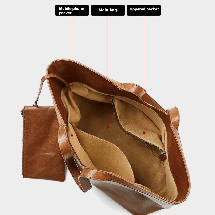 Women’s Genuine Leather Tote Bag | Effortless Autumn Elegance