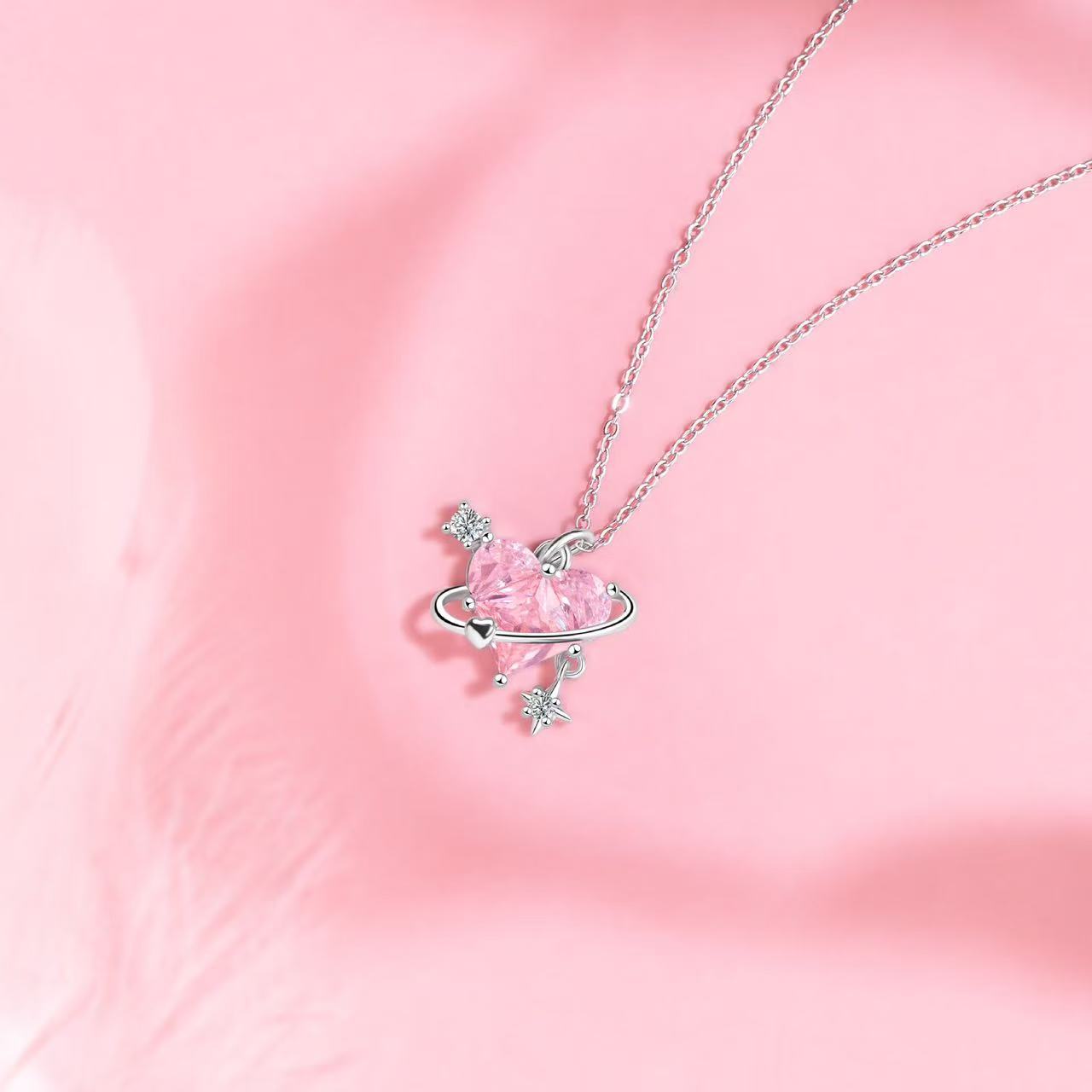 Rose Diamond Heart Whisper Necklace | Understated Romantic Brilliance
