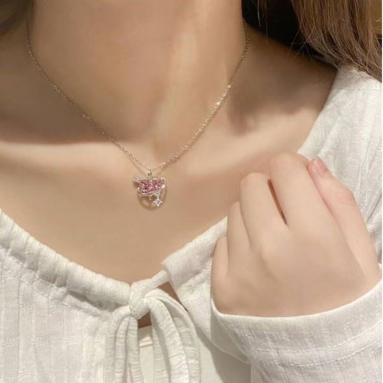 Rose Diamond Heart Whisper Necklace | Understated Romantic Brilliance