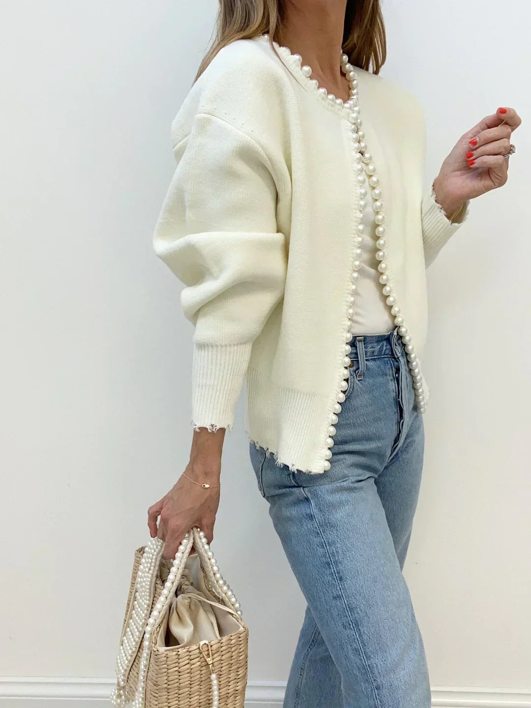 Pearl-Embellished Knit Cardigan | Effortless City Sophistication And All-Day Comfort