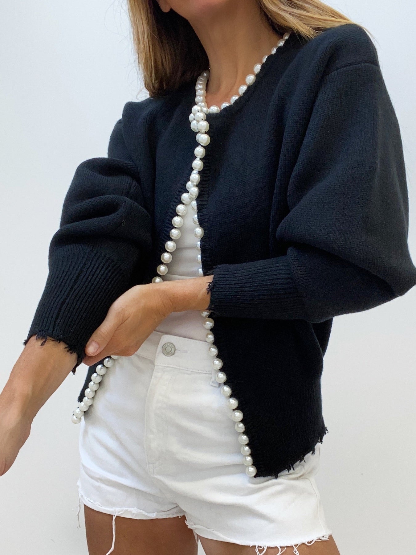 Pearl-Embellished Knit Cardigan | Effortless City Sophistication And All-Day Comfort