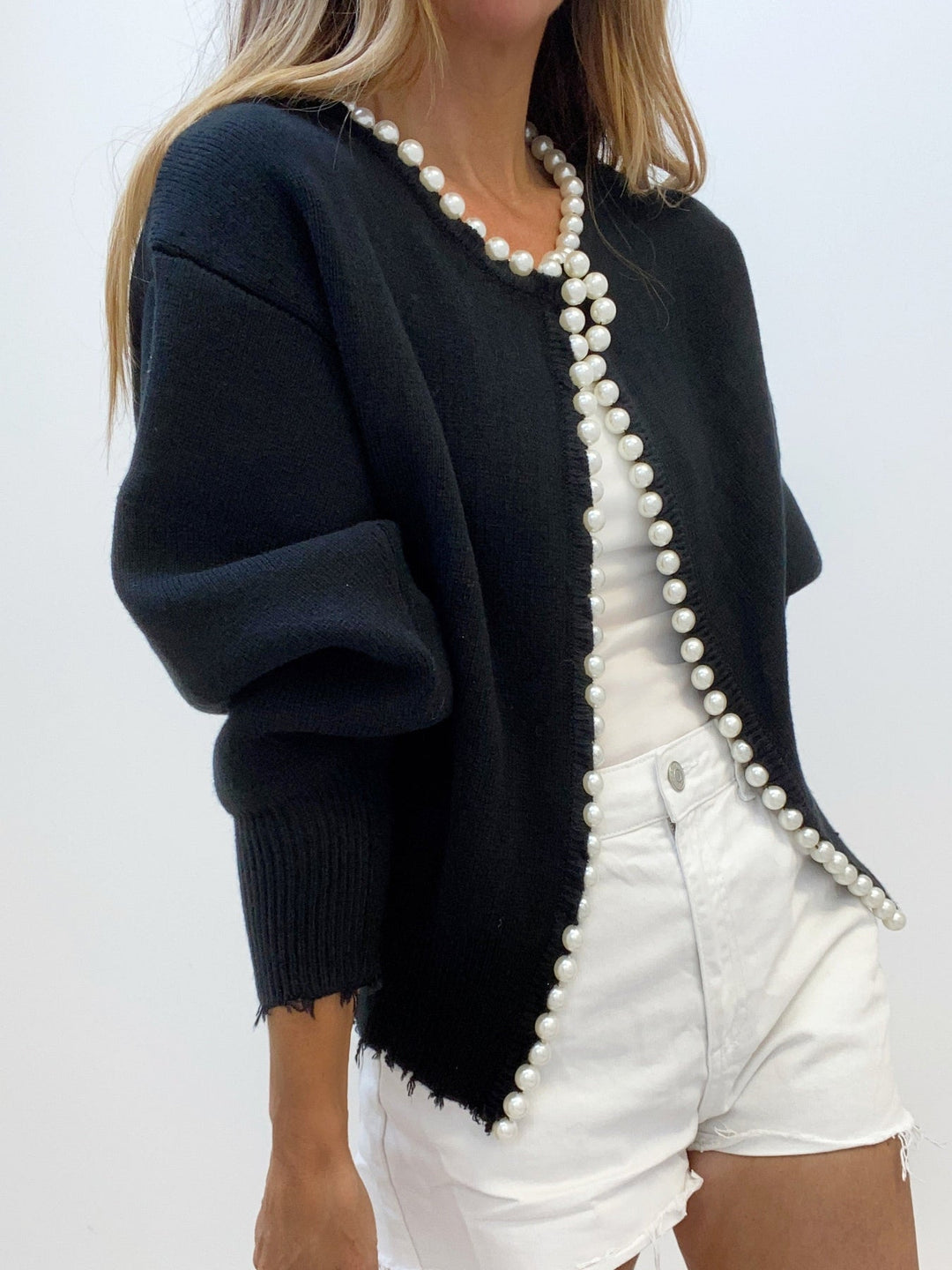 Pearl-Embellished Knit Cardigan | Effortless City Sophistication And All-Day Comfort
