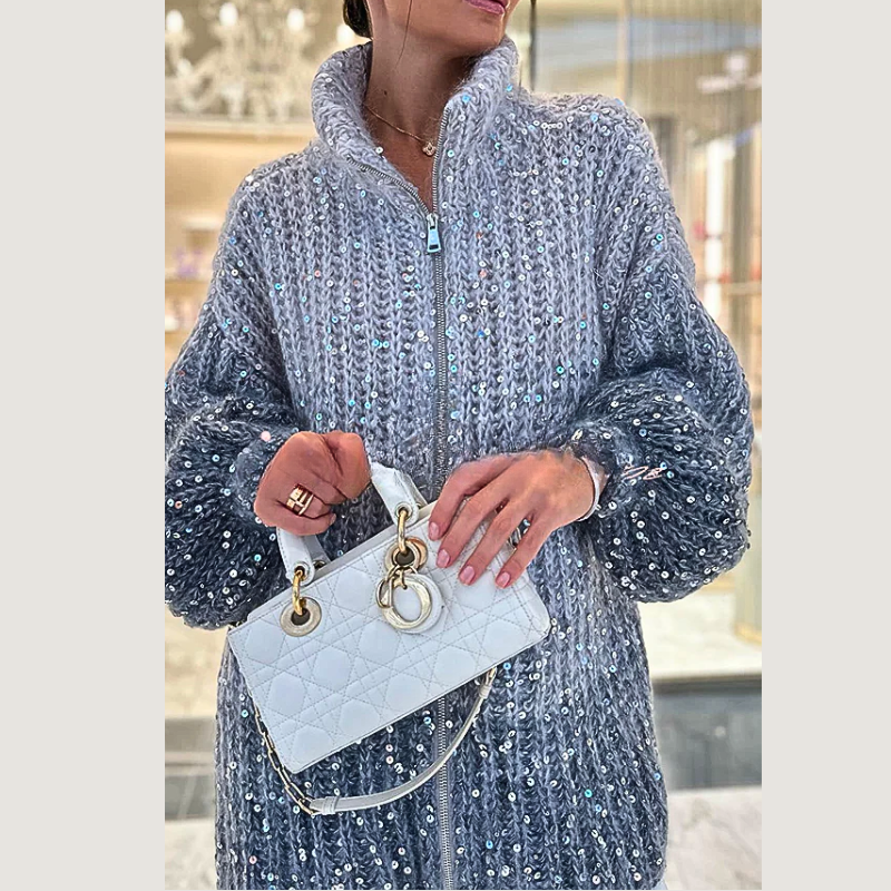 Chunky Knit Glitter Cardigan | Effortless Day-To-Night Radiance