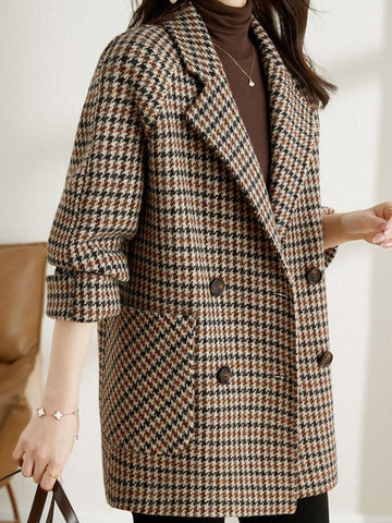 Houndstooth Tailored Coat | Effortless Autumn Sophistication