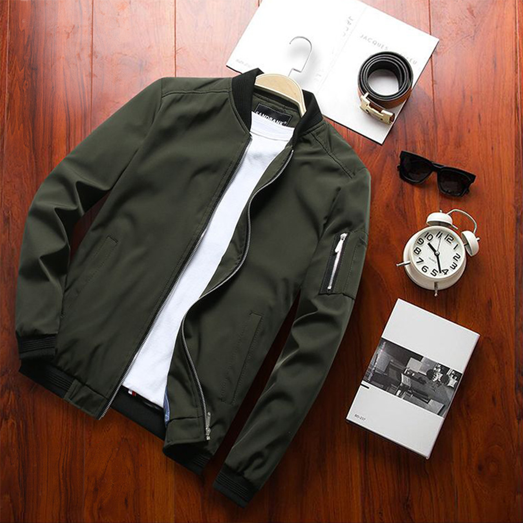 Lightweight Water-Repellent Men's Bomber Zip-Up Jacket | Effortless Warm-Weather Layering