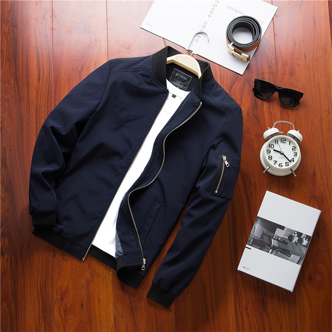 Lightweight Water-Repellent Men's Bomber Zip-Up Jacket | Effortless Warm-Weather Layering