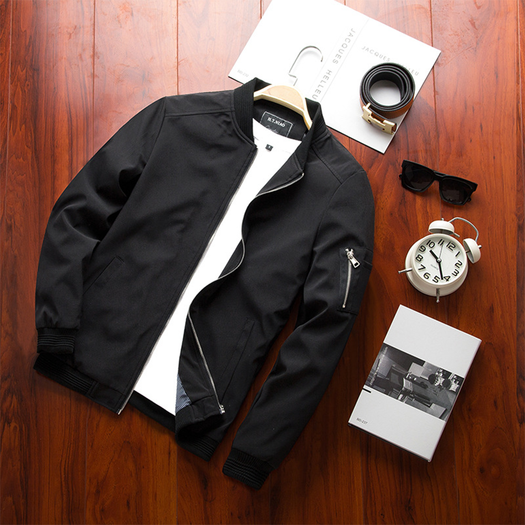Lightweight Water-Repellent Men's Bomber Zip-Up Jacket | Effortless Warm-Weather Layering