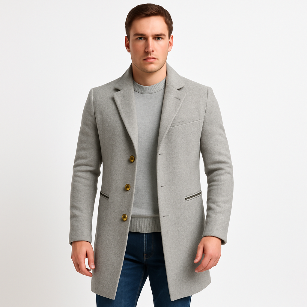 Men’s Mid-Length Button-Up Overcoat | Effortless Layered Seasonal Elegance