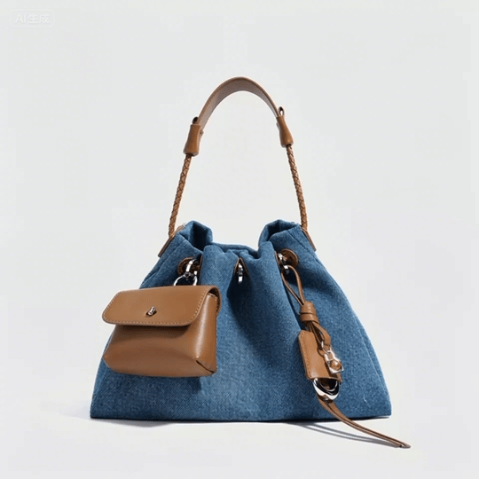 Women’s Genuine Leather Denim Patchwork Hobo Bag | Effortless Urban Elegance