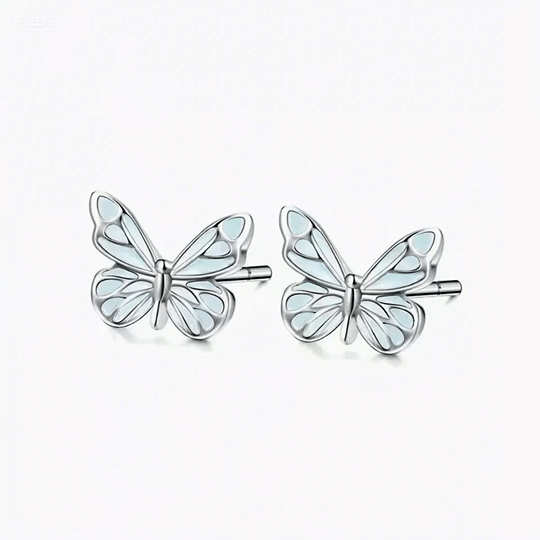 Women's Blue Butterfly Earrings | Timeless Luminous Effortless Elegance