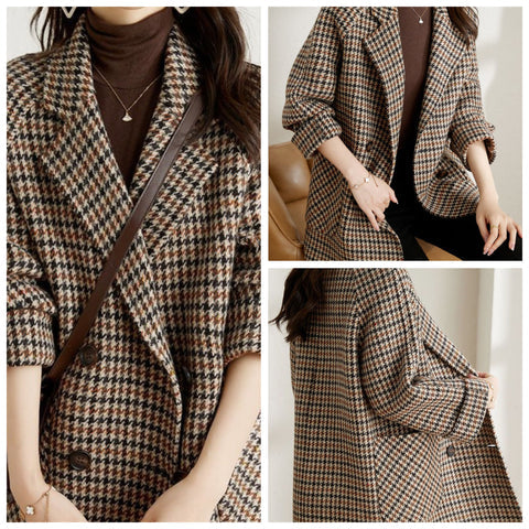 Houndstooth Tailored Coat | Effortless Autumn Sophistication