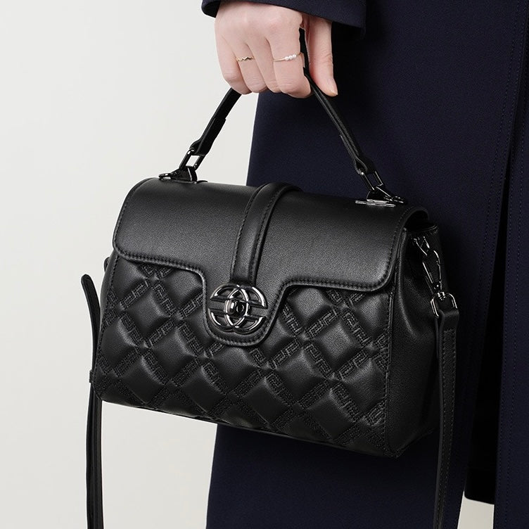 Genuine Embossed Leather Tote Crossbody Bag | Effortless Commuter Elegance