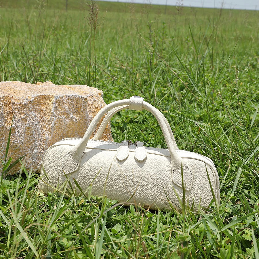 Top-Grain Genuine Leather Baguette Handbag | Spacious Effortless Elegance