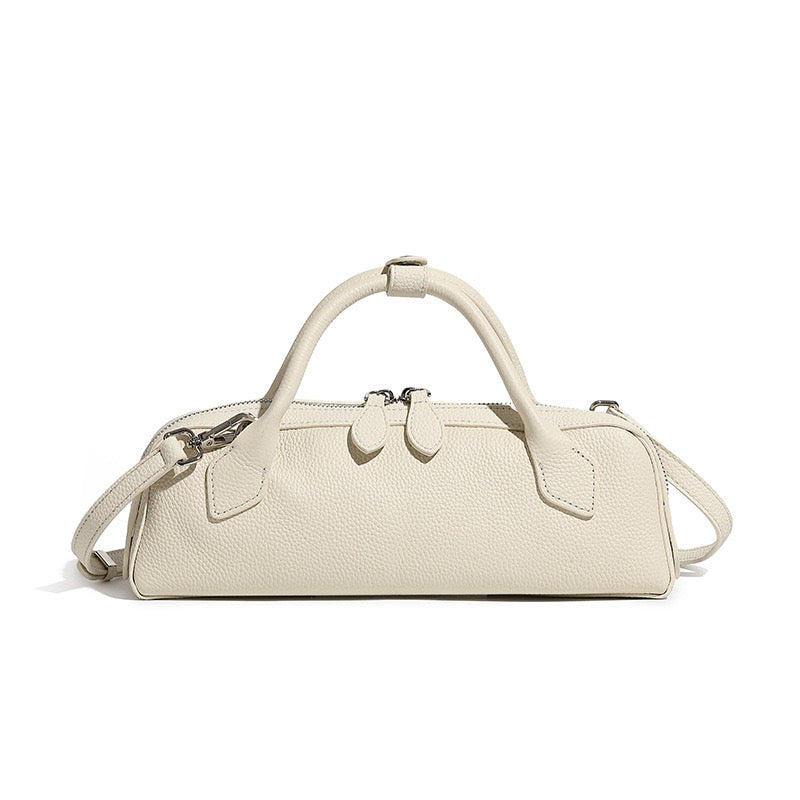 Top-Grain Genuine Leather Baguette Handbag | Spacious Effortless Elegance