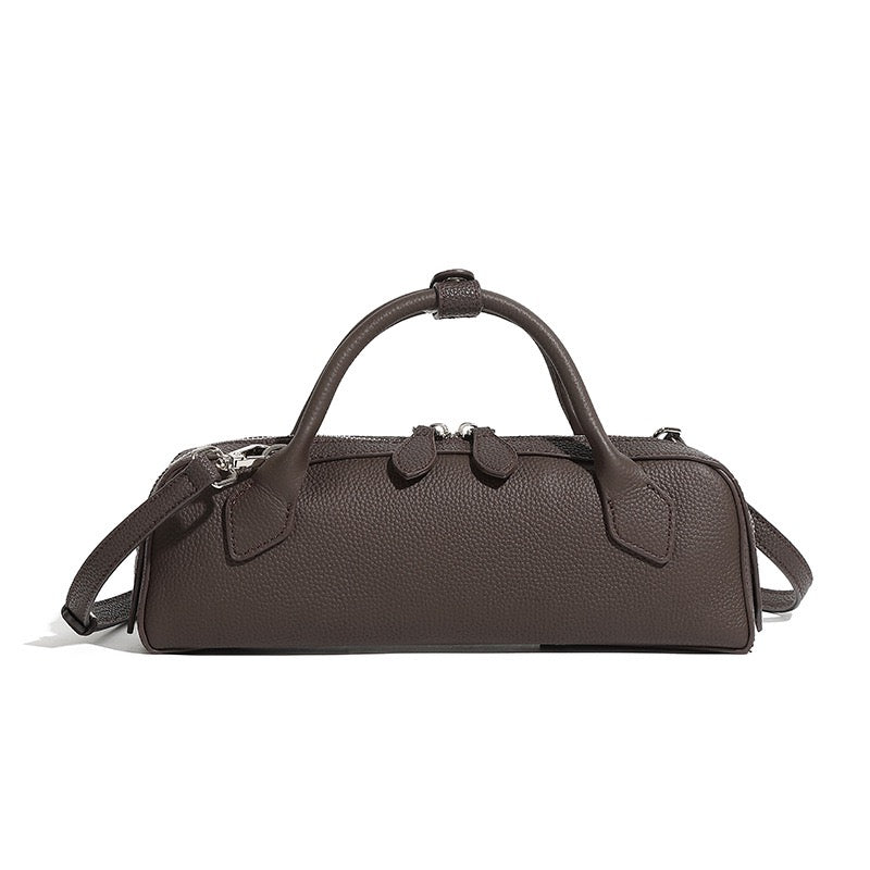 Top-Grain Genuine Leather Baguette Handbag | Spacious Effortless Elegance