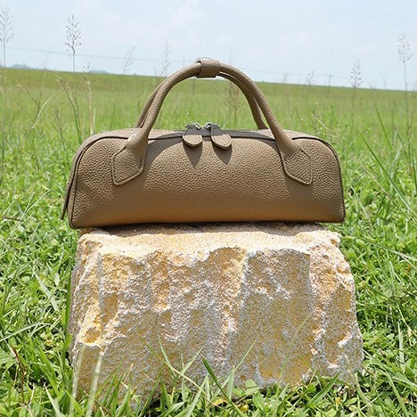 Top-Grain Genuine Leather Baguette Handbag | Spacious Effortless Elegance