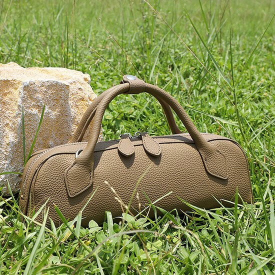 Top-Grain Genuine Leather Baguette Handbag | Spacious Effortless Elegance