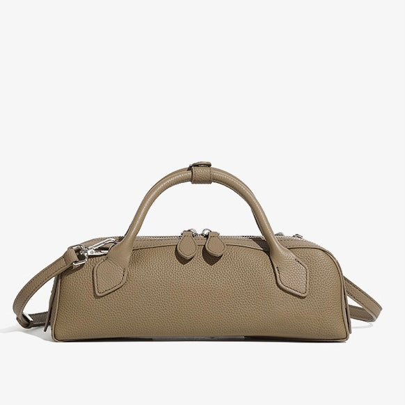 Top-Grain Genuine Leather Baguette Handbag | Spacious Effortless Elegance