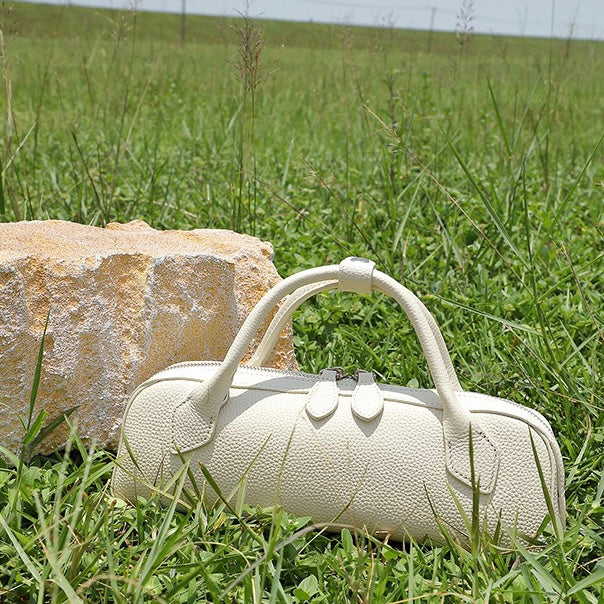 Top-Grain Genuine Leather Baguette Handbag | Spacious Effortless Elegance