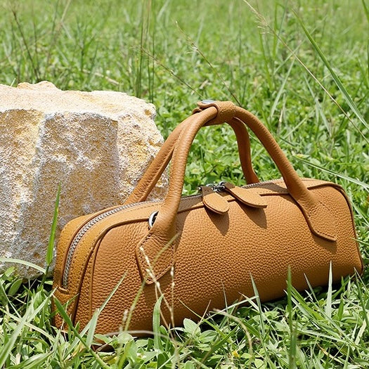 Top-Grain Genuine Leather Baguette Handbag | Spacious Effortless Elegance