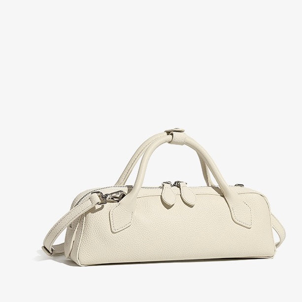 Top-Grain Genuine Leather Baguette Handbag | Spacious Effortless Elegance