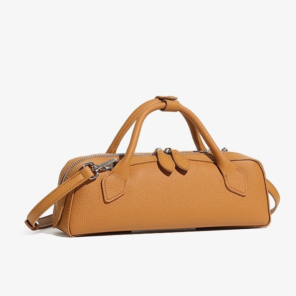 Top-Grain Genuine Leather Baguette Handbag | Spacious Effortless Elegance