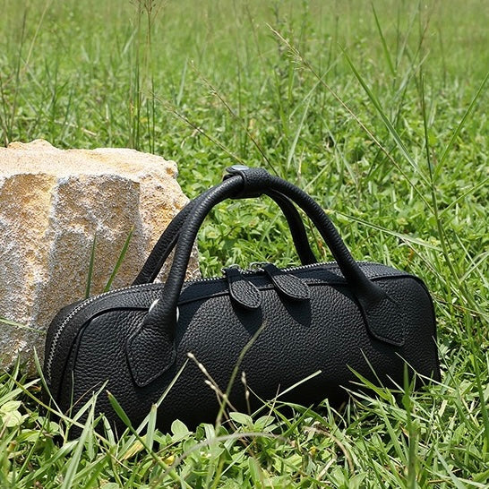 Top-Grain Genuine Leather Baguette Handbag | Spacious Effortless Elegance