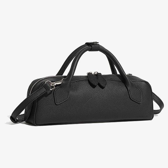 Top-Grain Genuine Leather Baguette Handbag | Spacious Effortless Elegance