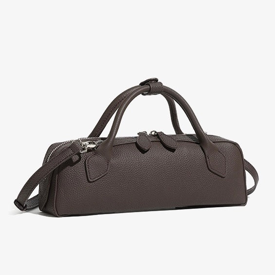 Top-Grain Genuine Leather Baguette Handbag | Spacious Effortless Elegance