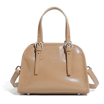 Genuine Leather Bowling Shoulder Bag | Large Capacity Commuter Elegance