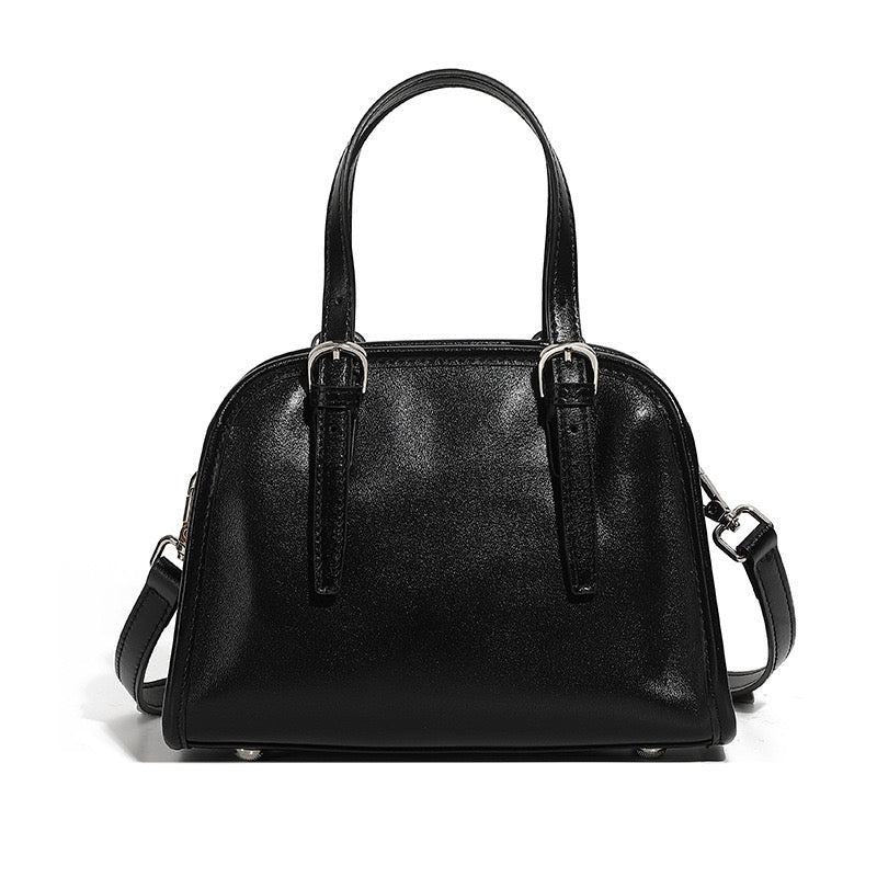 Genuine Leather Bowling Shoulder Bag | Large Capacity Commuter Elegance