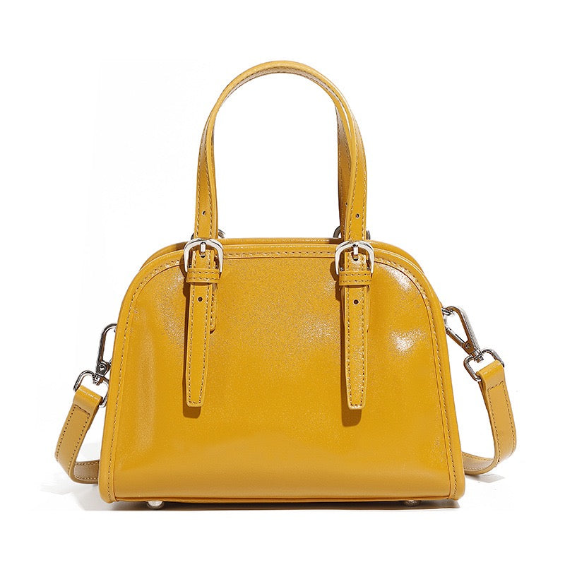 Genuine Leather Bowling Shoulder Bag | Large Capacity Commuter Elegance