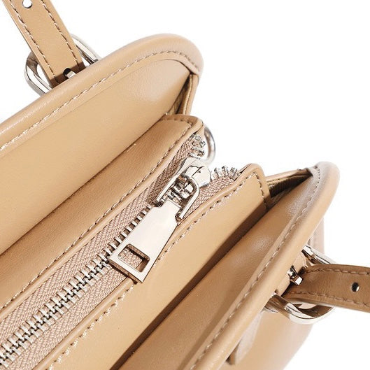Genuine Leather Bowling Shoulder Bag | Large Capacity Commuter Elegance