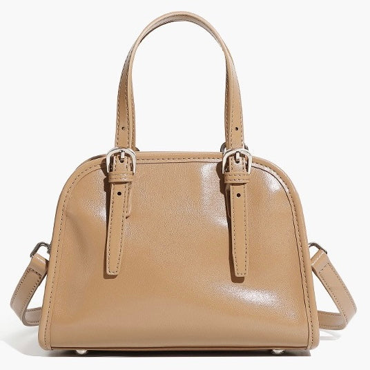 Genuine Leather Bowling Shoulder Bag | Large Capacity Commuter Elegance