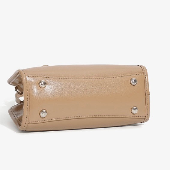 Genuine Leather Bowling Shoulder Bag | Large Capacity Commuter Elegance