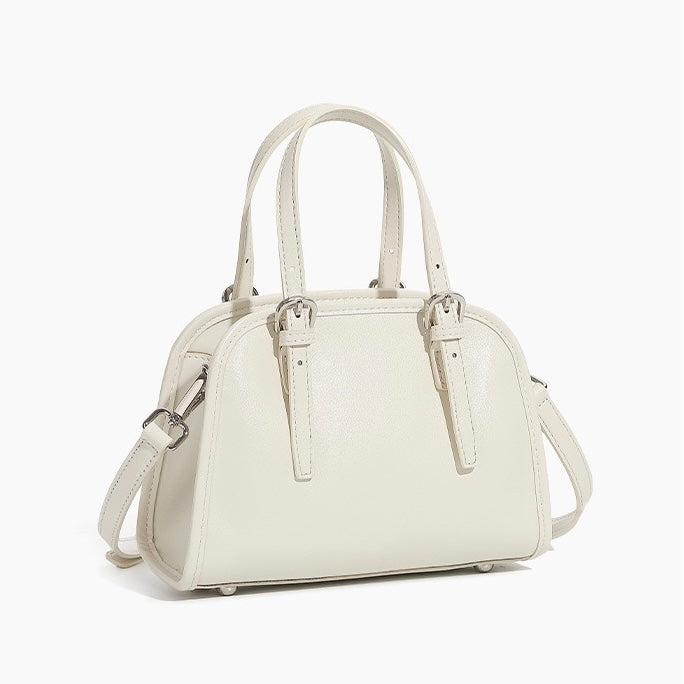 Genuine Leather Bowling Shoulder Bag | Large Capacity Commuter Elegance