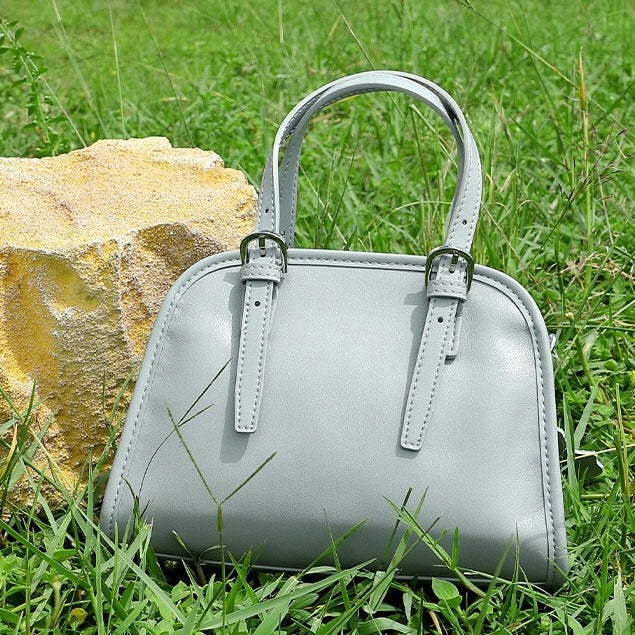 Genuine Leather Bowling Shoulder Bag | Large Capacity Commuter Elegance