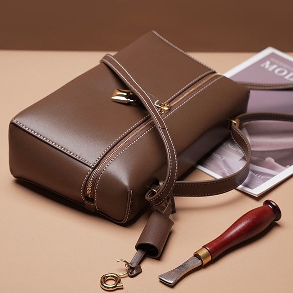Women’s Genuine Leather Crossbody Bucket Bag | Effortless Everyday Elegance