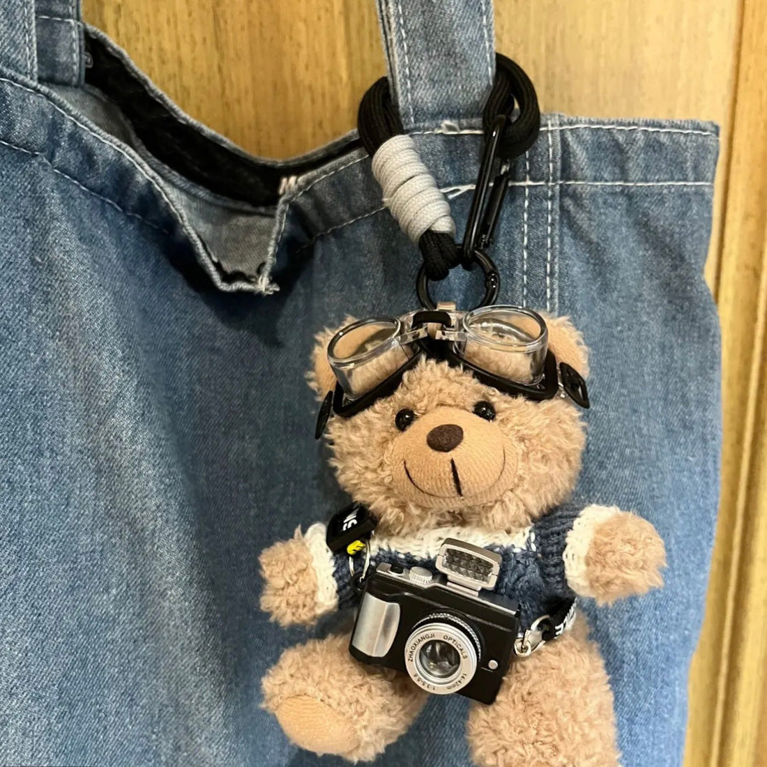 Camera Teddy Bear Bag Charm | Effortless Luxury Accent