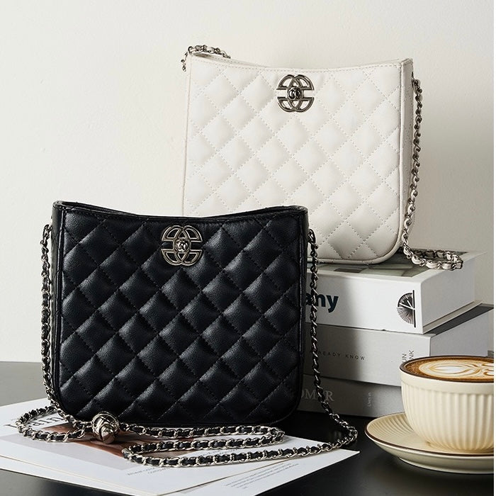 Women’s Genuine Cowhide Chain Commuter Bucket Bag | Effortless City Elegance