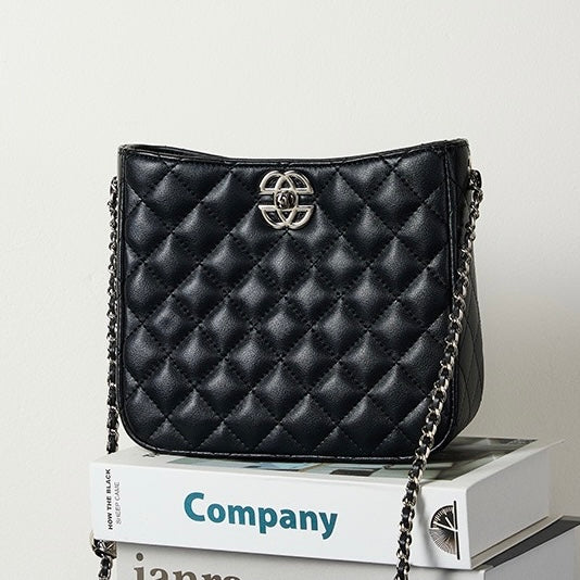 Women’s Genuine Cowhide Chain Commuter Bucket Bag | Effortless City Elegance