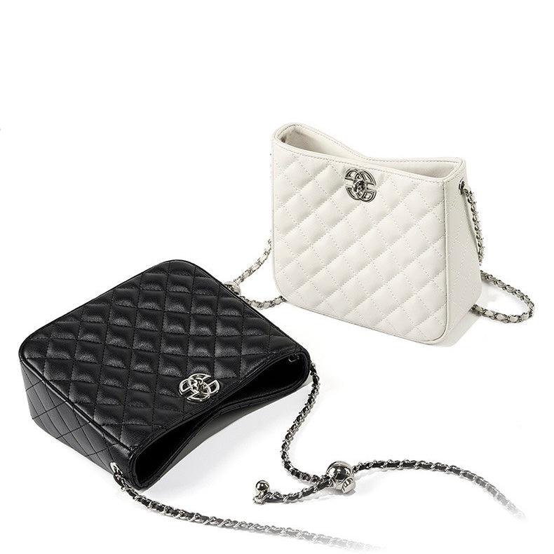 Women’s Genuine Cowhide Chain Commuter Bucket Bag | Effortless City Elegance