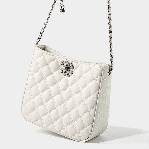 Women’s Genuine Cowhide Chain Commuter Bucket Bag | Effortless City Elegance