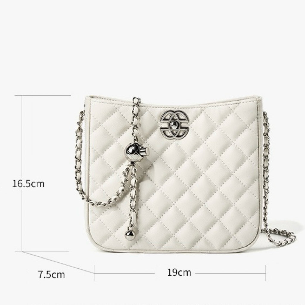 Women’s Genuine Cowhide Chain Commuter Bucket Bag | Effortless City Elegance