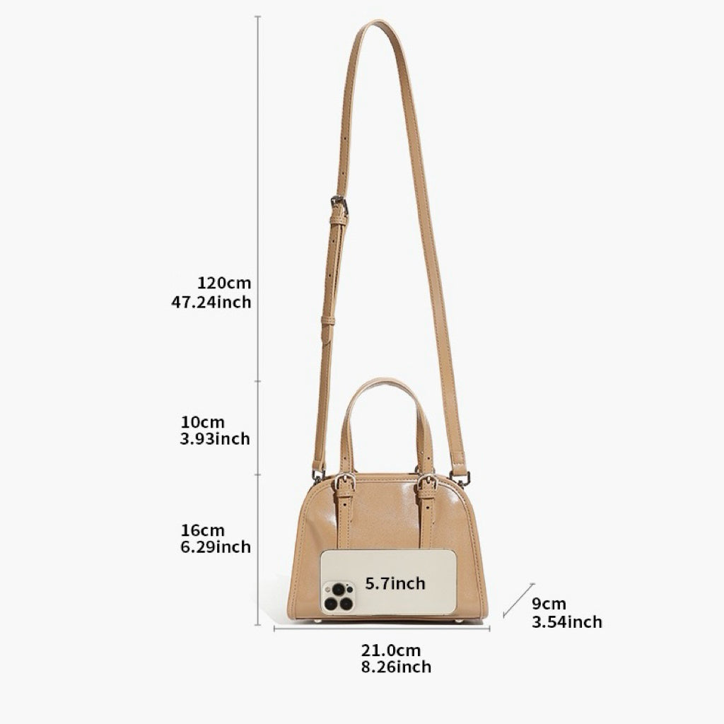 Genuine Leather Bowling Shoulder Bag | Large Capacity Commuter Elegance