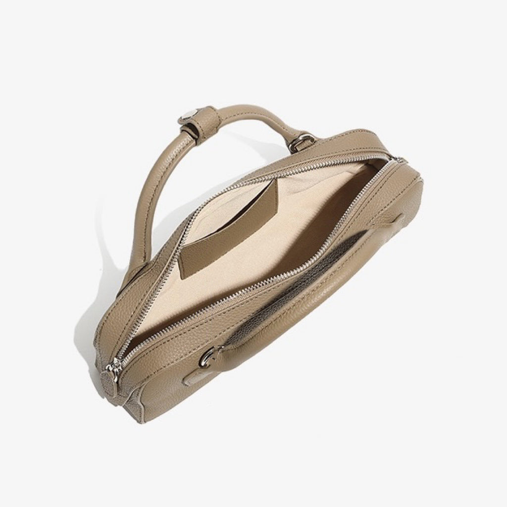 Top-Grain Genuine Leather Baguette Handbag | Spacious Effortless Elegance