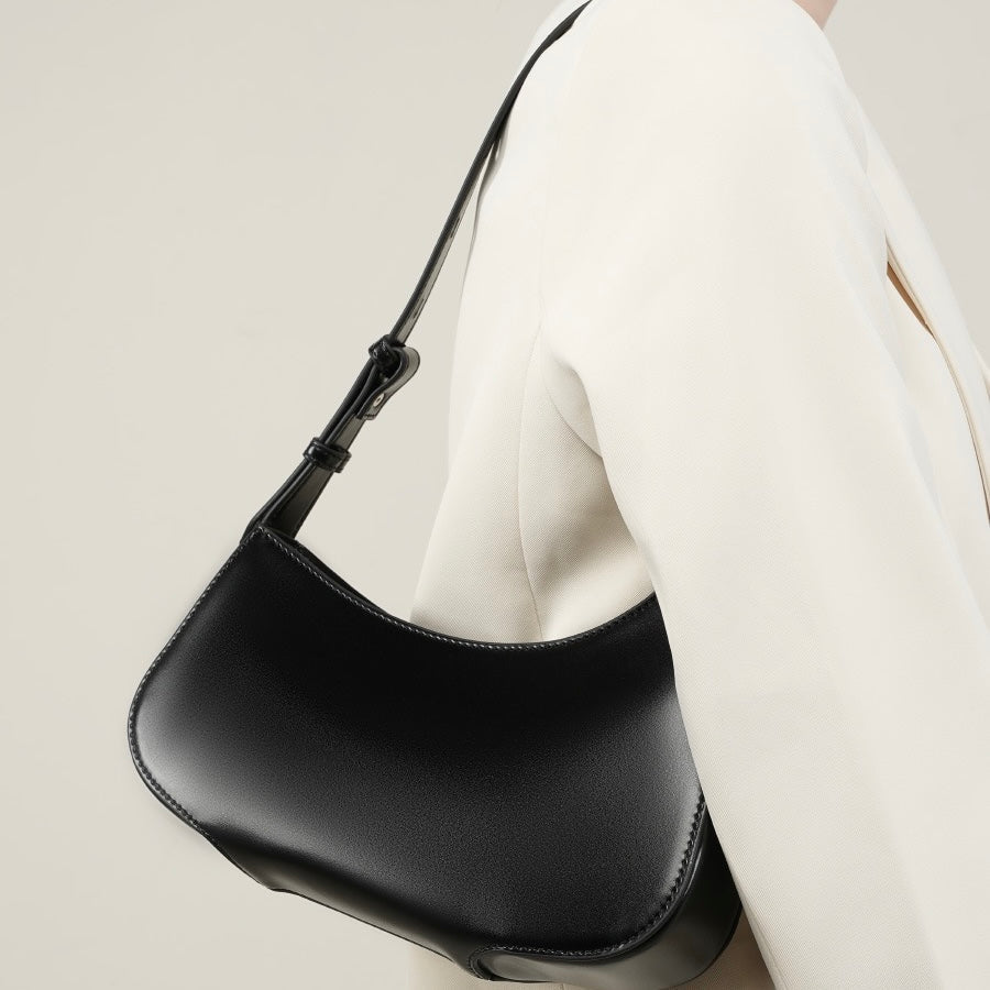 Women’s Genuine Leather Half Moon Baguette Bag | Effortless Everyday Elegance